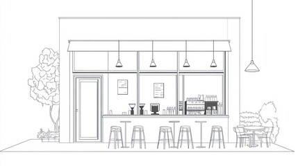 Cafe exterior design sketch