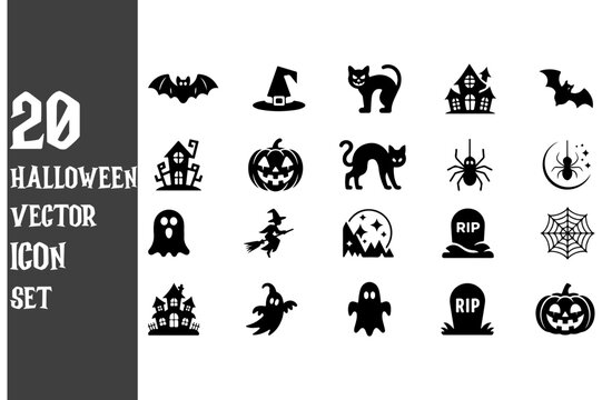 20 halloween vector icon set