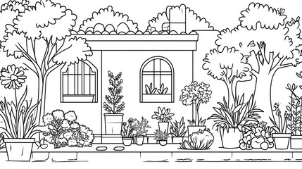 House with garden illustration