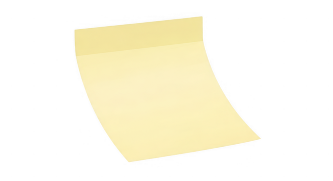 Yellow sticky note isolated on transparent background for important reminders