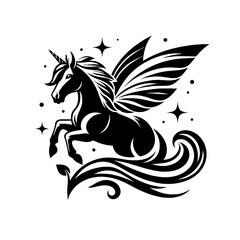 black and white unicorn