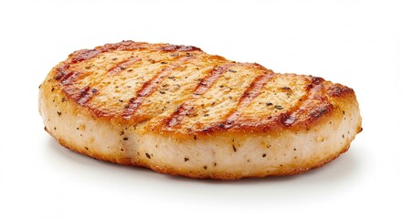 Grilled Pork Chop with Brown Grill Marks Isolated on White