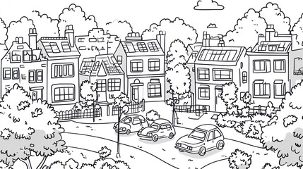 Obraz premium Black and white neighborhood illustration