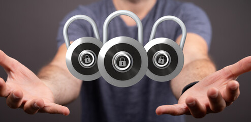 Image of three padlocks symbolizing data protection and security.