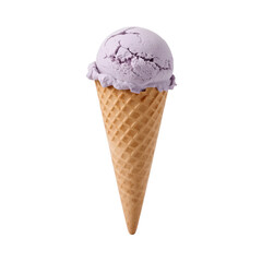 Deliciously whimsical ice cream creation with a uniquely flavored scoop on a cone delicacy