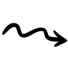 Black Hand Drawn Wavy Arrow Pointing Right - Doodle Style