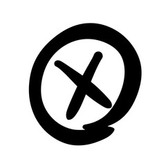 Obraz premium Hand-drawn Black X Mark in Circle - Wrong, Error, or Cancellation Symbol