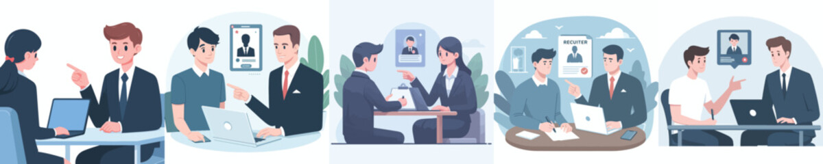 vector of recruiter and applicant chatting casually during informal interview