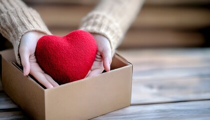 Hand putting heart into donation box