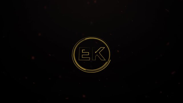 Golden Initials Logo Animation Elegant EK Monogram Reveal