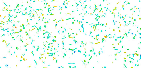 Bright festive confetti falling on a white background. Ideal for party, celebration, and holiday designs.