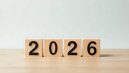Wooden Numbers 2026 Minimalist Studio Design, welcoming 2026 with a minimalist yet joyful aesthetic