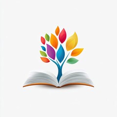 Colorful tree of knowledge, depicted as colorful leaves on an open book