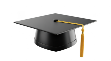 Graduation cap with tassel isolated on transparent background for academic success