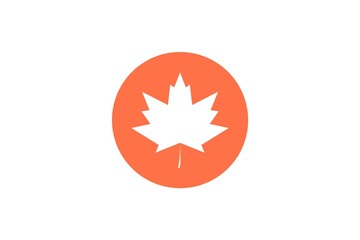 Minimal Maple Leaf in Orange Circle – Fall Illustration