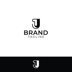 Letter JU or UJ or J1 or U1 Monogram with white and black background. 