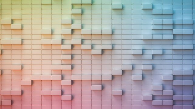 Abstract modern wall art with a gradient color scheme featuring a repeating rectangular block pattern offering a unique background design.