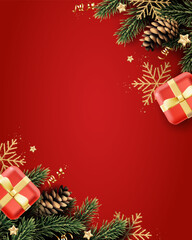 Christmas and New Year background with fir trees.