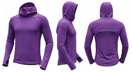 A technical performance hoodie mockup with ergonomic seams, ideal for activewear and athletic apparel branding.