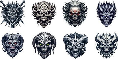 Evil skull mascot logo design for gaming and esports teams.