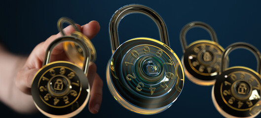 High-quality image of combination locks, symbolizing data protection and online security.