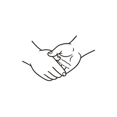 Line art illustration of hands in the Shankh Mudra a sacred yoga and meditation gesture.