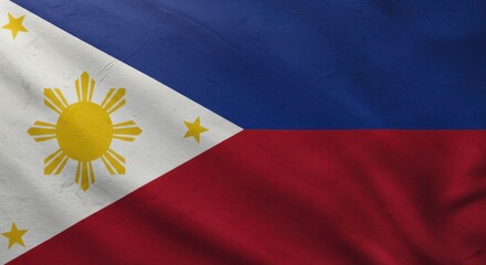 Detailed textured illustration of the Philippine flag with accurate colors and symbolic