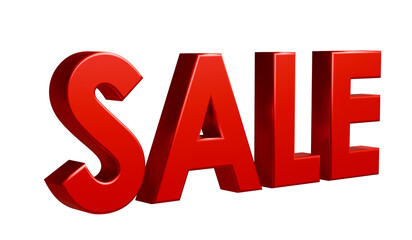 Bold three dimensional red SALE typography for seasonal promotional marketing advertising