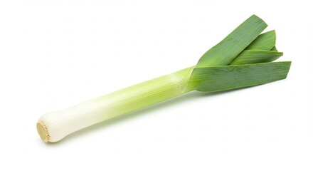 Fresh Green Leek on White Background Food Photography