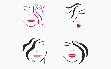 line art woment face illustraion logo design