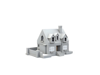 3D House Model PNG with Transparent Background
