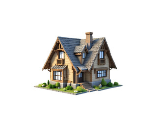 3D House Model PNG with Transparent Background
