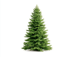 Fototapeta premium An isolated, full-length shot of a classic artificial green Christmas tree with a realistic, detailed texture.