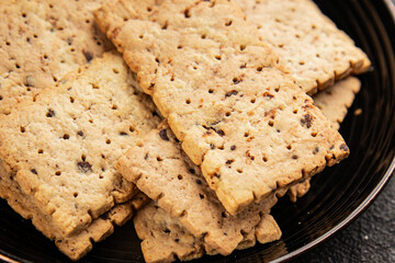 cracker whole grain healthy food durum wheat cookies tasty snack fresh delicious gourmet food background on the table rustic top view copy space