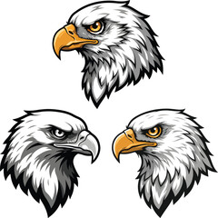 Fototapeta premium Eagle heads silhouette for vector stock
