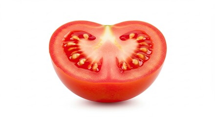 Sliced Red Tomato Half Fresh on White Background
