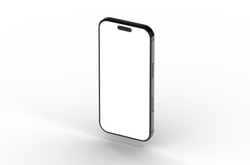 High-quality image of a black smartphone with a blank screen, perfect for app presentations or website mockups.