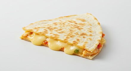 Delicious Quesadilla with Melting Cheese on White Background