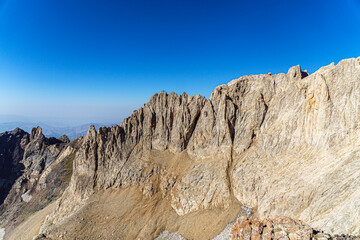 The scenic view of Reşko summit in the Sat (Cilo) mountains, Serpel and Horgedim plateau with its glaciers and glacier rivers in Hakkari, Turkey.