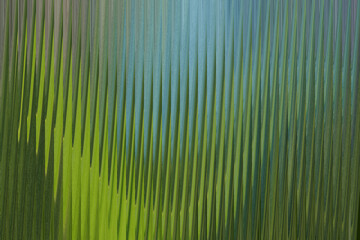 Abstract vertical lines of green and blue create a textured, organic pattern resembling grass or reeds
