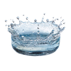 Water Splash Creating Ripples In Circular Bowl Isolated On White Background