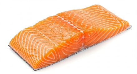 Fresh Salmon Fillet Raw Orange Fish on Clean White Background