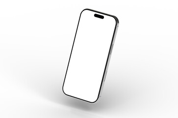High-quality photo of a modern smartphone with a blank screen, perfect for app presentations or website mockups. Clean and professional.
