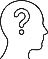 Outline of a human head with a question mark inside