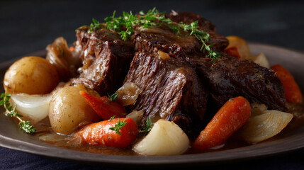 Pot Roast traditional American slow-cooked beef.