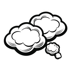Cartoon Style Thought Bubbles with Bold Black Outlines Comic Book Design Element