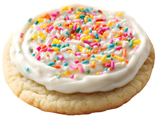 Cookie with Sprinkles Delight: A close-up view of a frosted cookie with colorful sprinkles creates an irresistible appeal