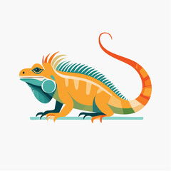 Naklejka premium Pixel Art Orange And Green Iguana Illustration
