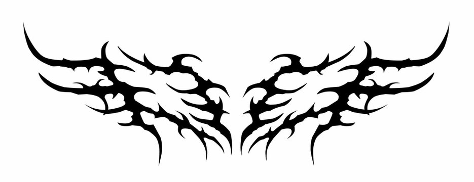 Abstract neo tribal cyber gothic symmetrical shapes vector design for tattoo ideas, streetwear t-shirt print dark apparel