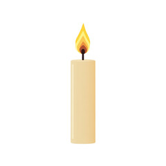 Illustration of burning candle isolated on transparent background